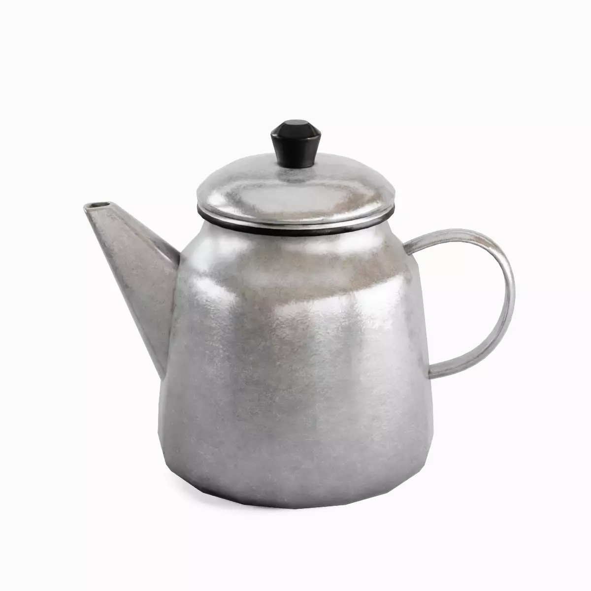 Old Enamel Teapot Set Low-poly 3D model_4