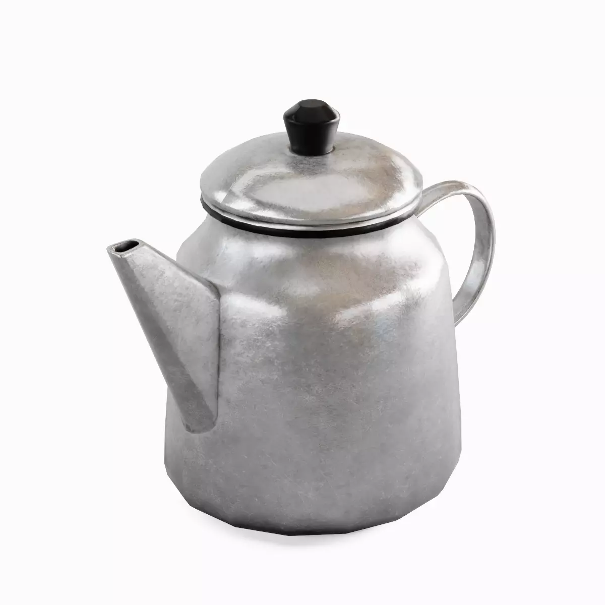 Old Enamel Teapot Set Low-poly 3D model_5