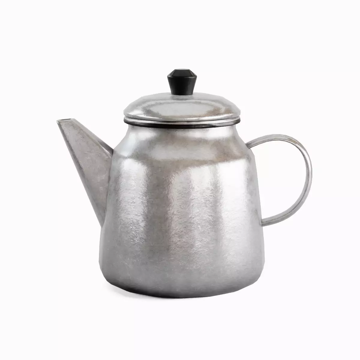 Old Enamel Teapot Set Low-poly 3D model_1