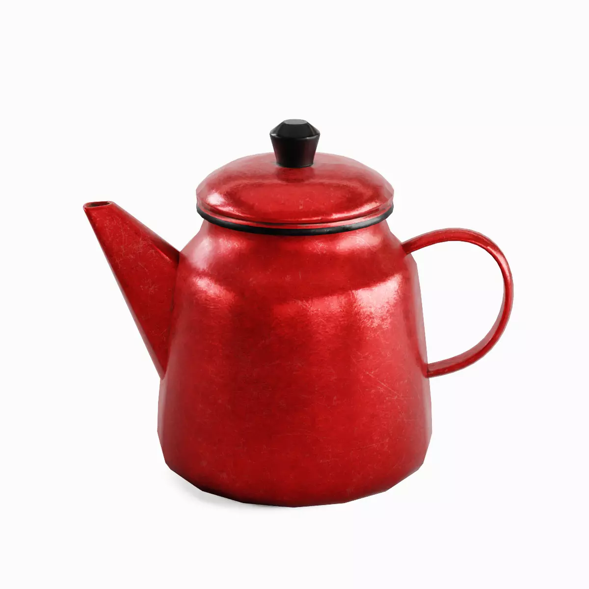 Old Enamel Teapot Set Low-poly 3D model_11