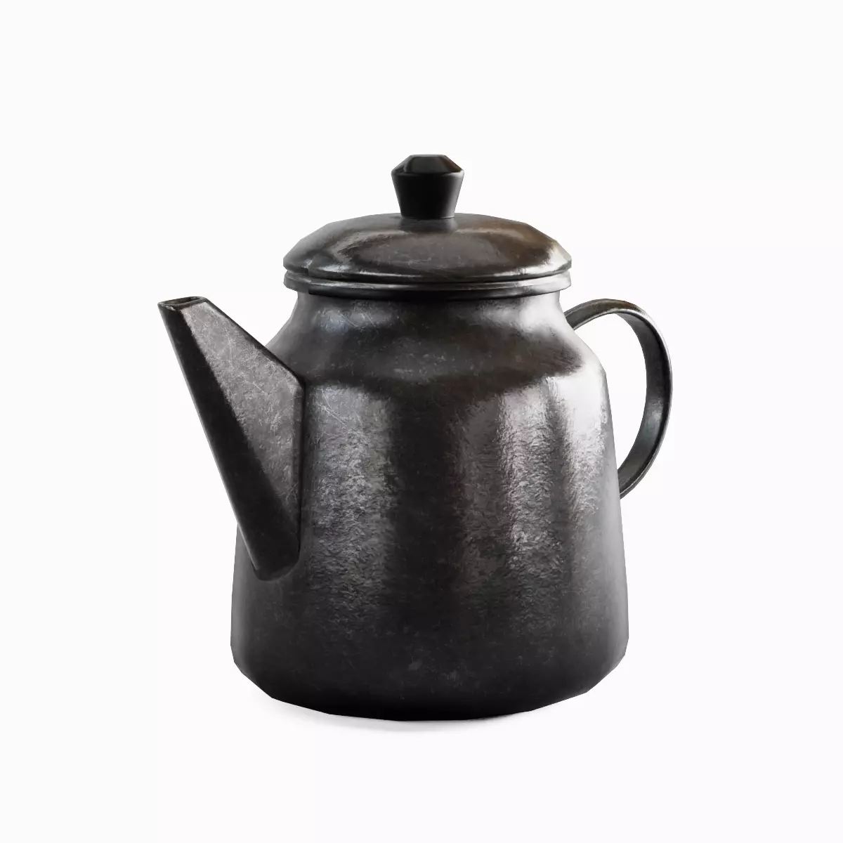 Old Enamel Teapot Set Low-poly 3D model_33