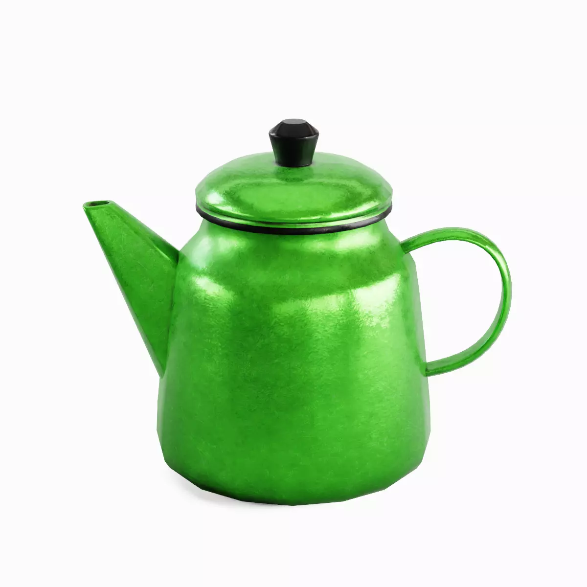 Old Enamel Teapot Set Low-poly 3D model_23