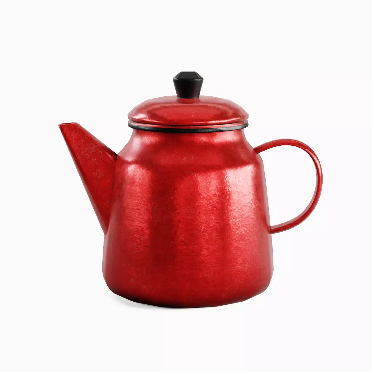 Old Enamel Teapot Set Low-poly 3D model_8
