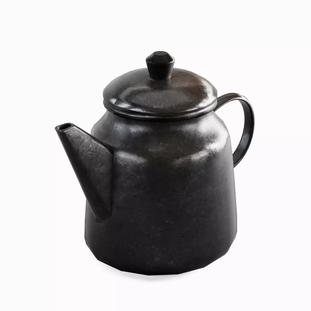 Old Enamel Teapot Set Low-poly 3D model_36