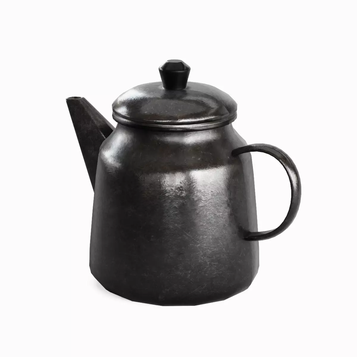 Old Enamel Teapot Set Low-poly 3D model_31