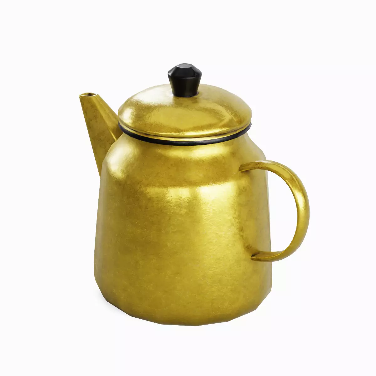 Old Enamel Teapot Set Low-poly 3D model_16