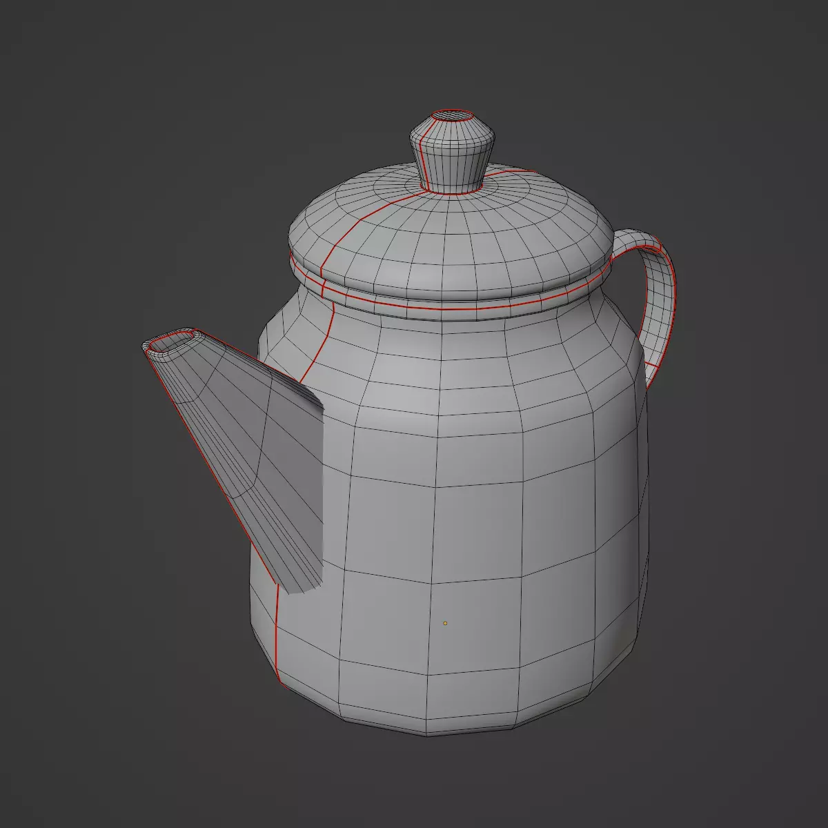 Old Enamel Teapot Set Low-poly 3D model_37