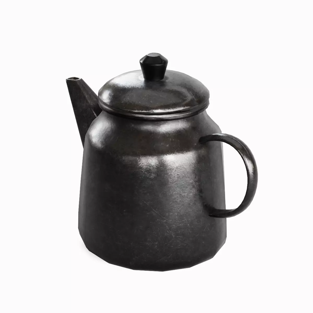 Old Enamel Teapot Set Low-poly 3D model_34