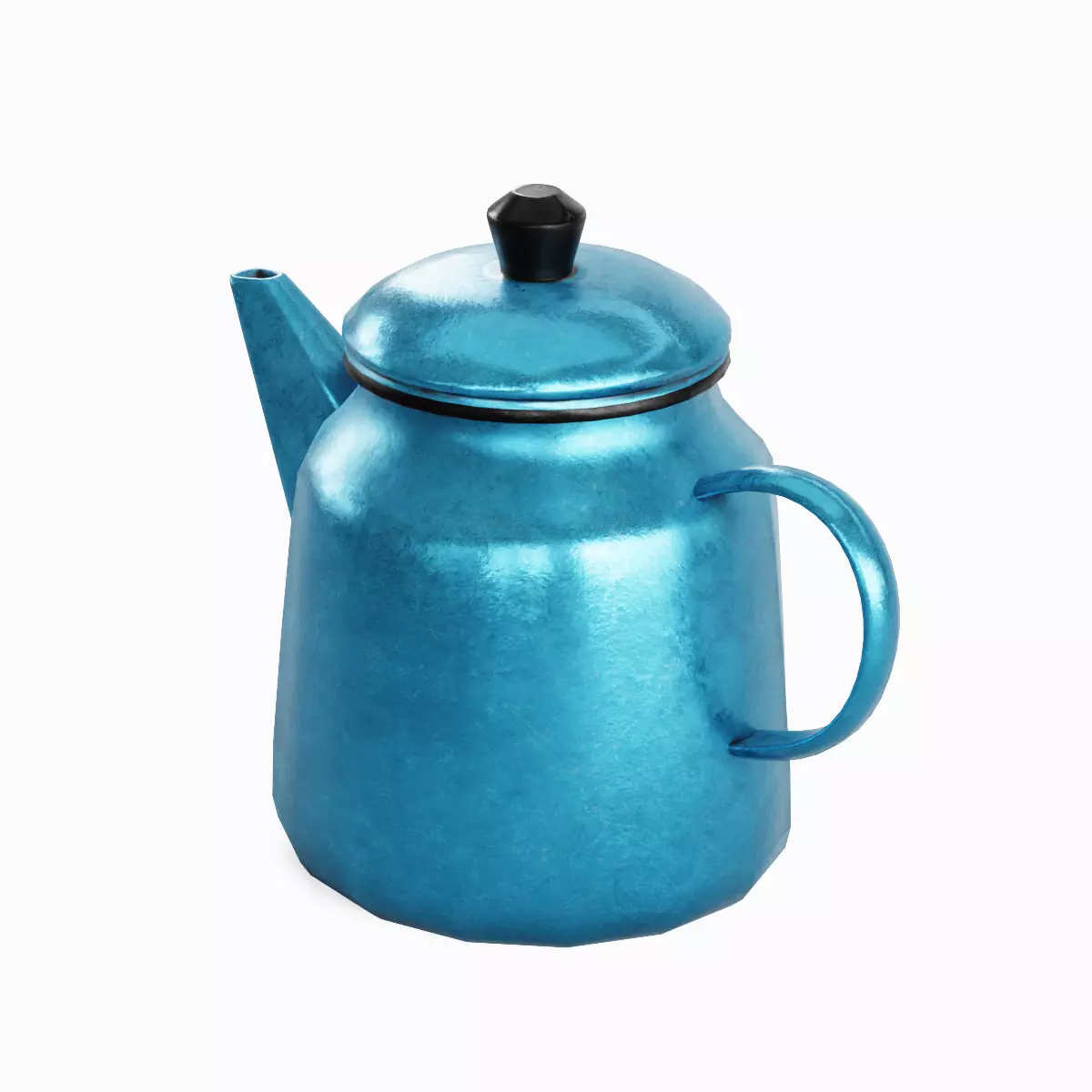 Old Enamel Teapot Set Low-poly 3D model_28