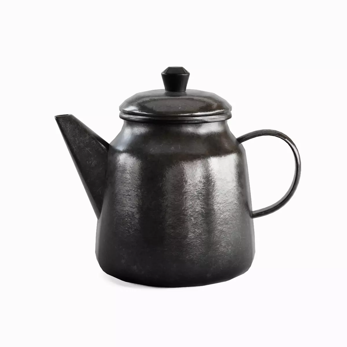 Old Enamel Teapot Set Low-poly 3D model_32
