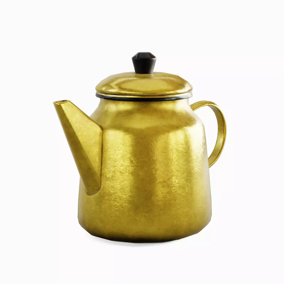 Old Enamel Teapot Set Low-poly 3D model_15