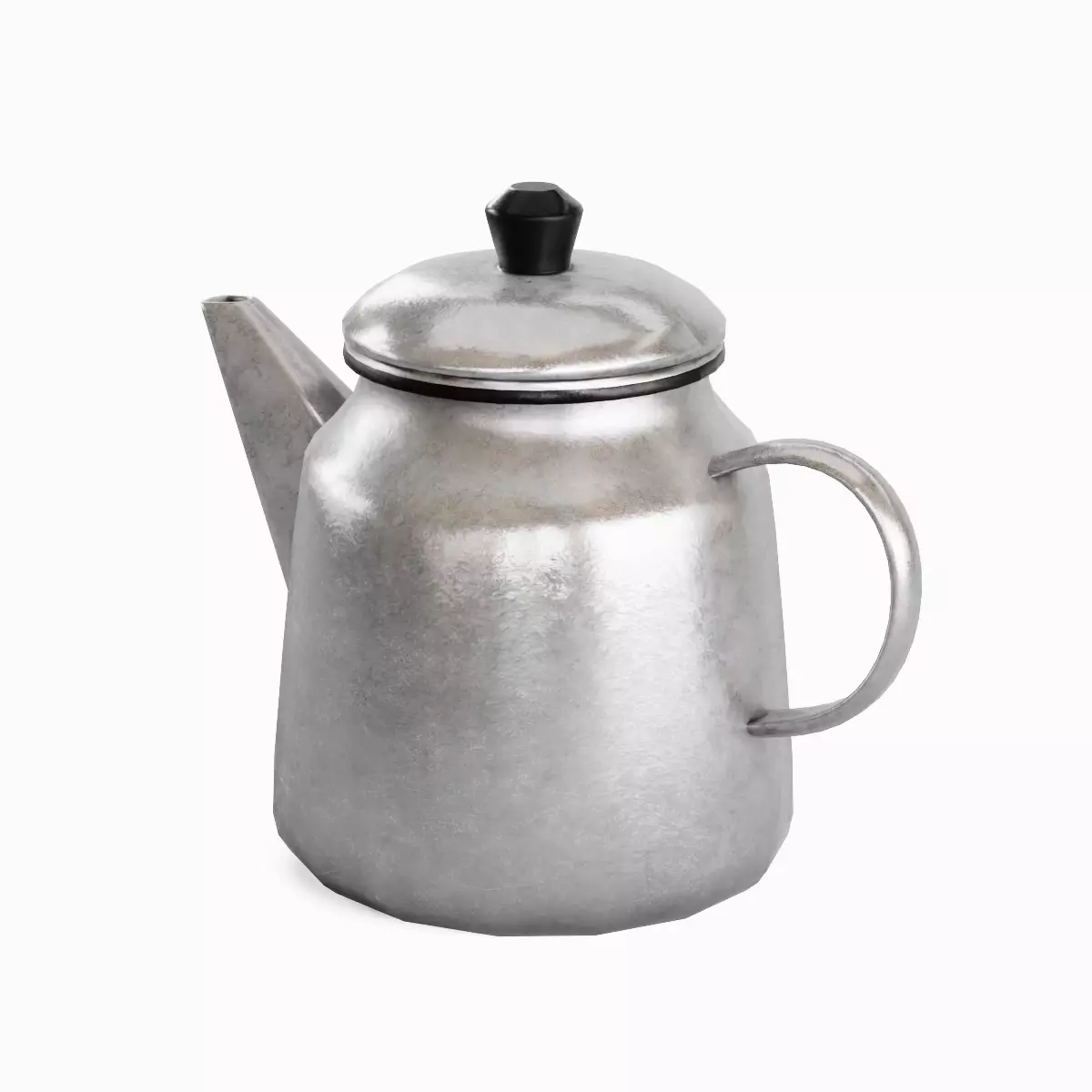 Old Enamel Teapot Set Low-poly 3D model_3