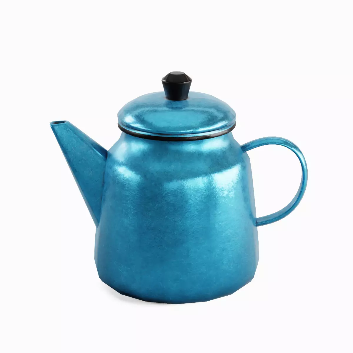 Old Enamel Teapot Set Low-poly 3D model_29