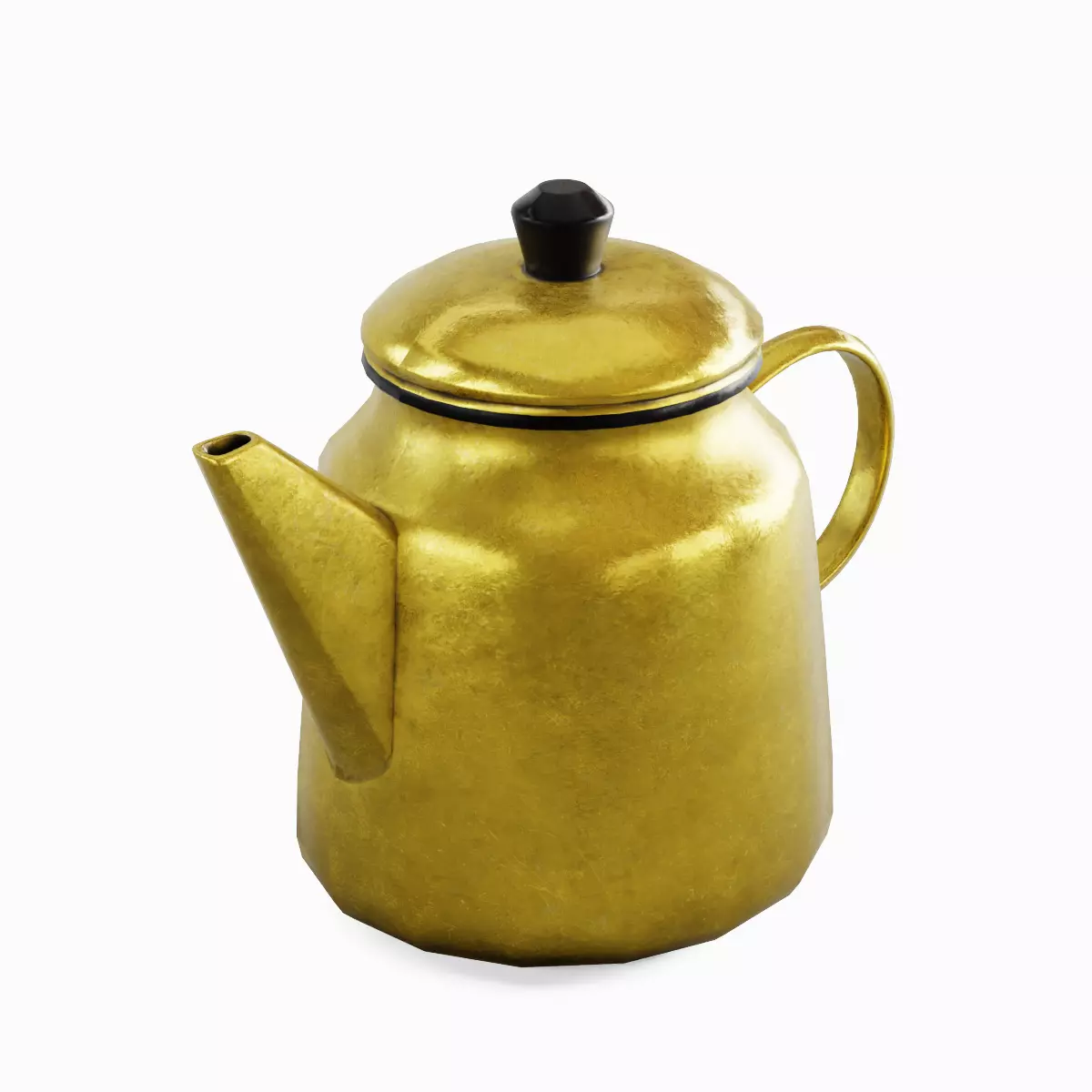 Old Enamel Teapot Set Low-poly 3D model_18
