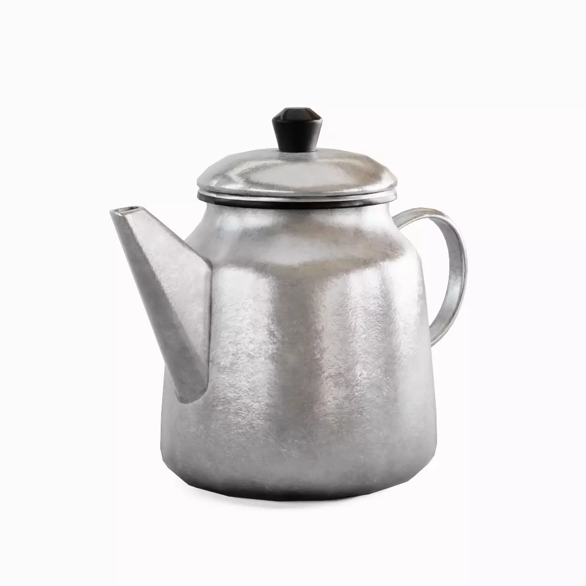 Old Enamel Teapot Set Low-poly 3D model_2