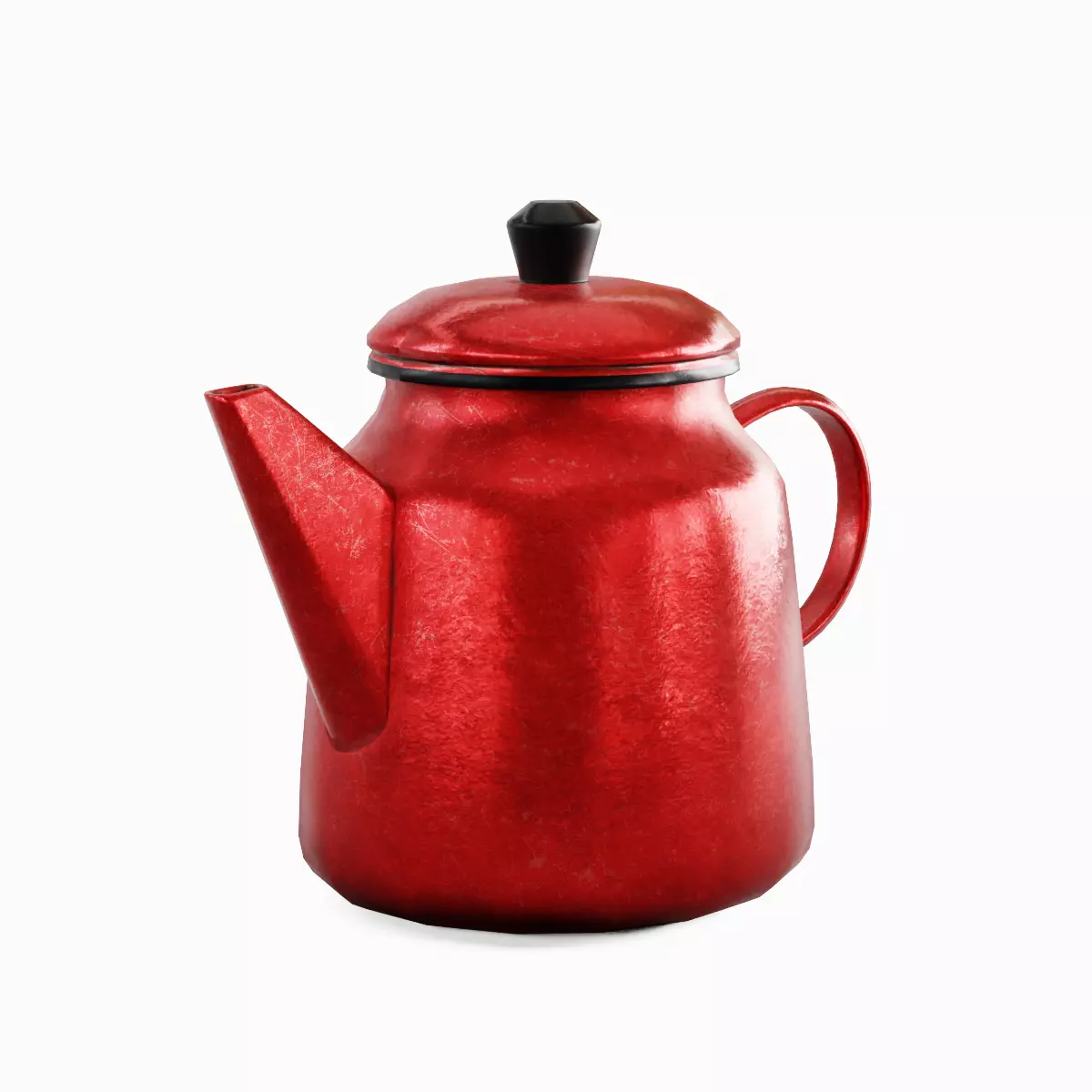 Old Enamel Teapot Set Low-poly 3D model_9