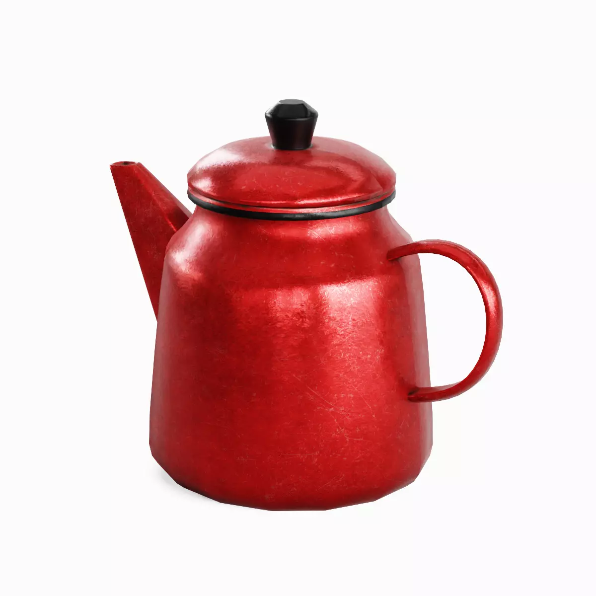 Old Enamel Teapot Set Low-poly 3D model_7