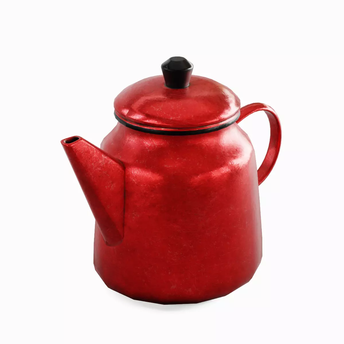 Old Enamel Teapot Set Low-poly 3D model_12