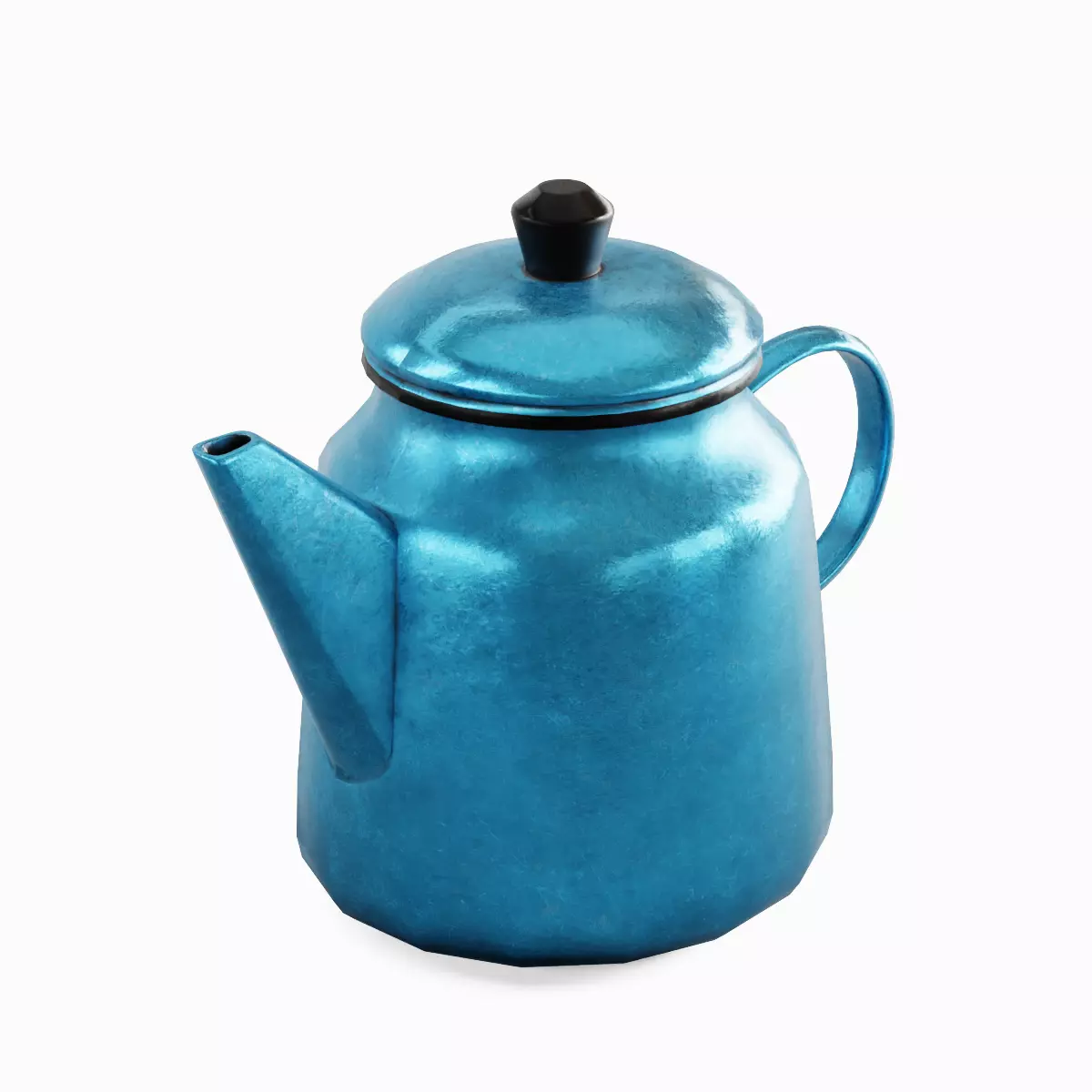 Old Enamel Teapot Set Low-poly 3D model_30
