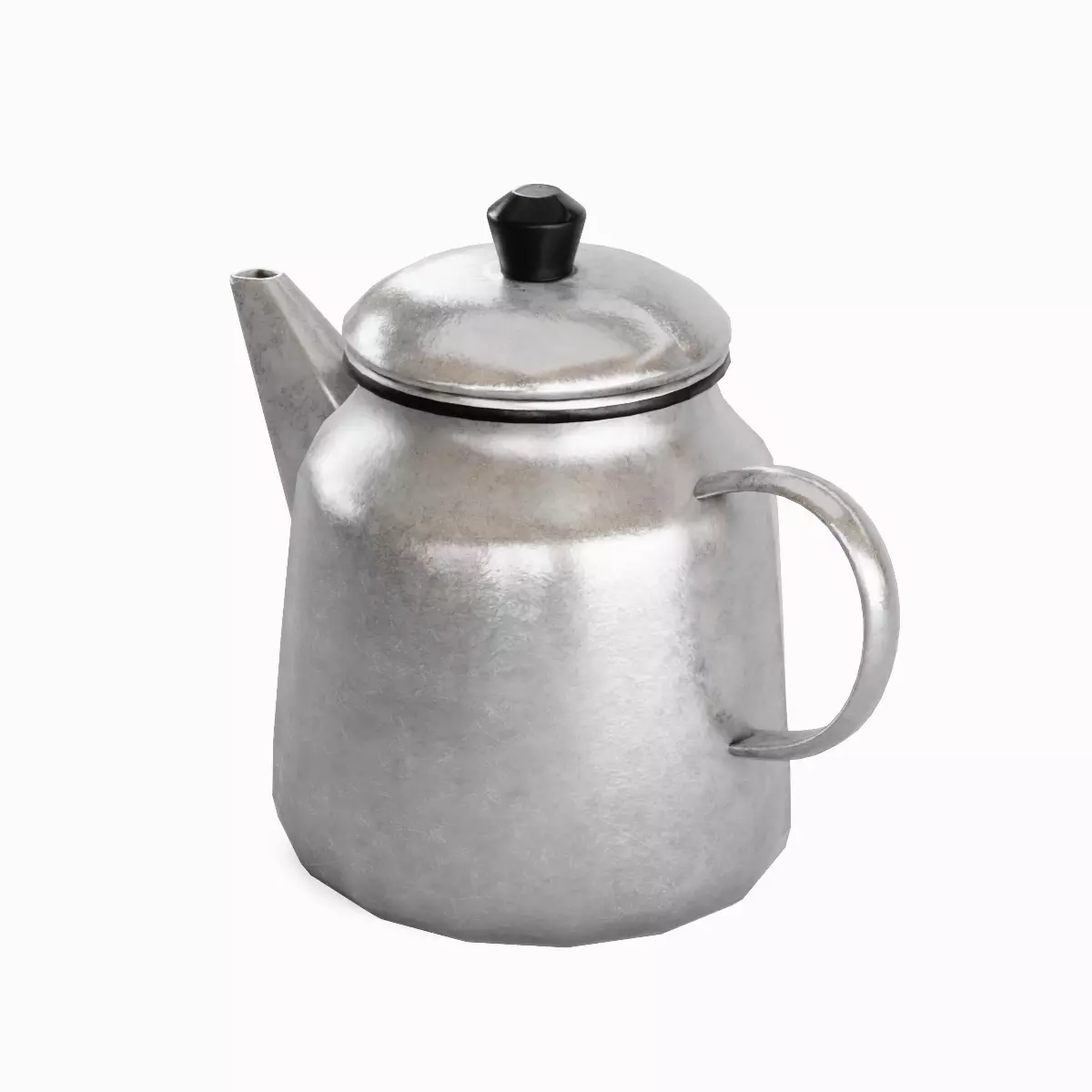 Old Enamel Teapot Set Low-poly 3D model_6