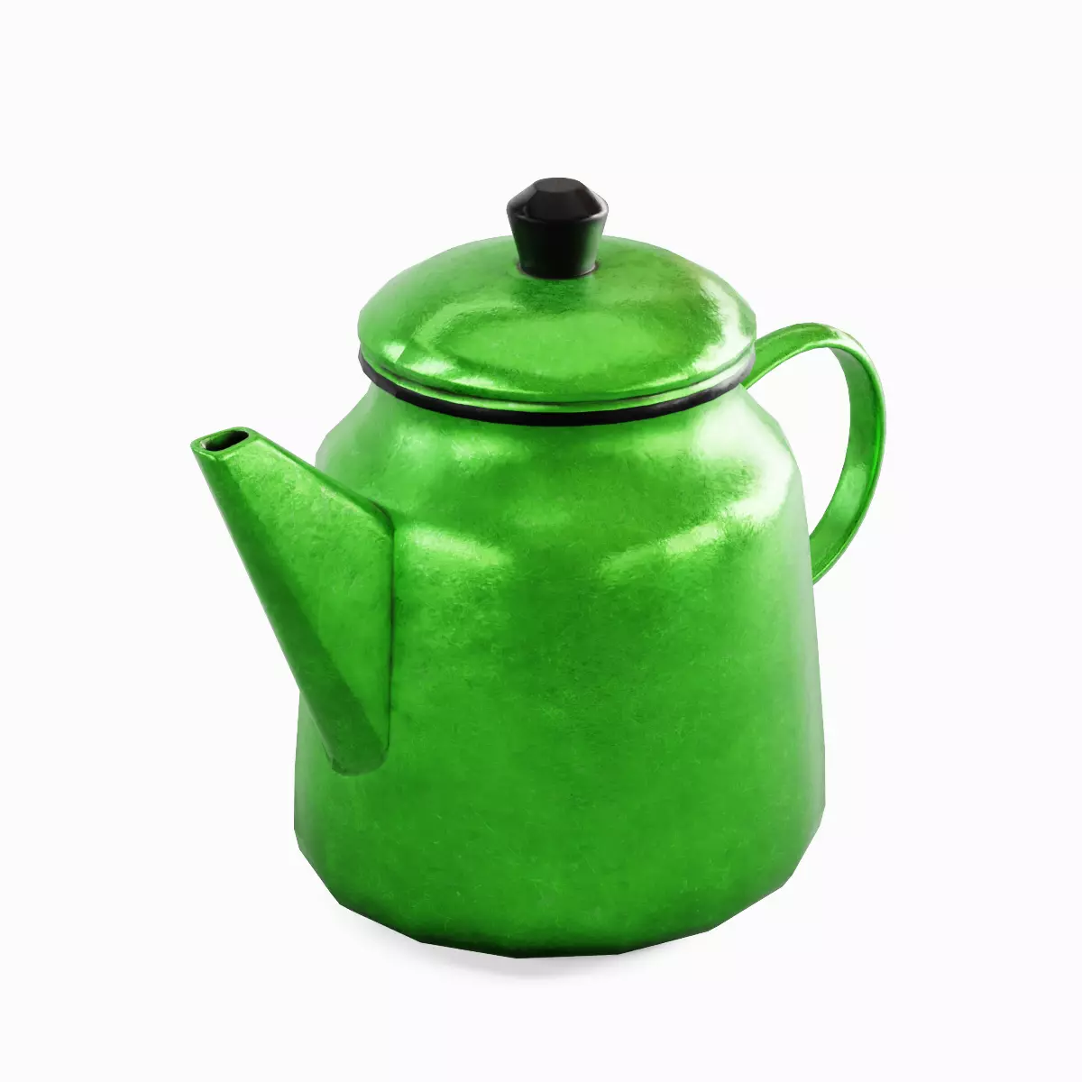 Old Enamel Teapot Set Low-poly 3D model_24