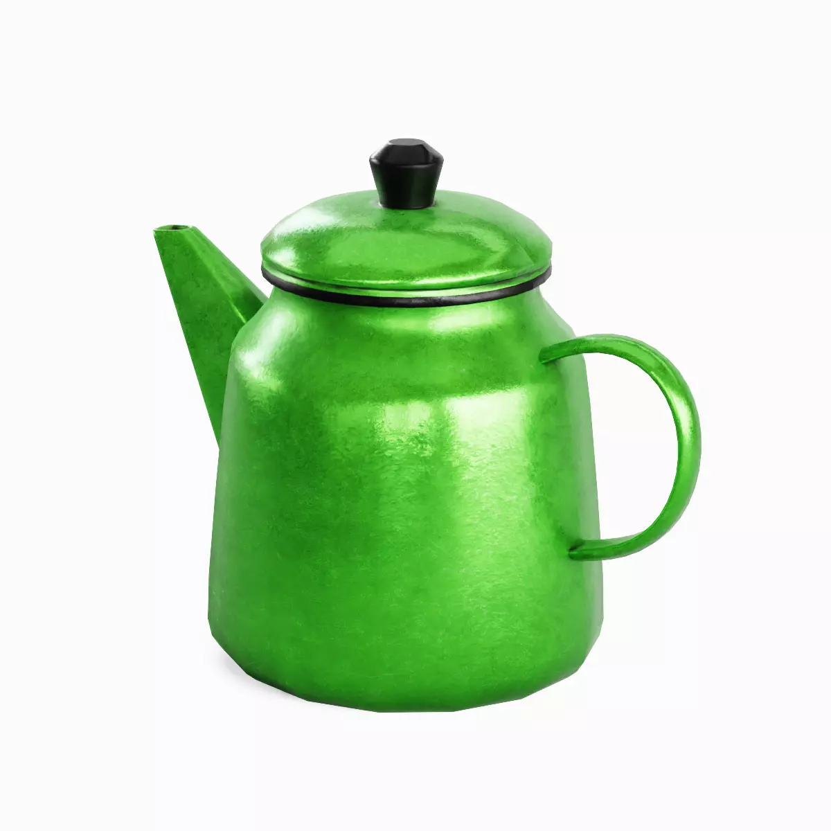 Old Enamel Teapot Set Low-poly 3D model_19