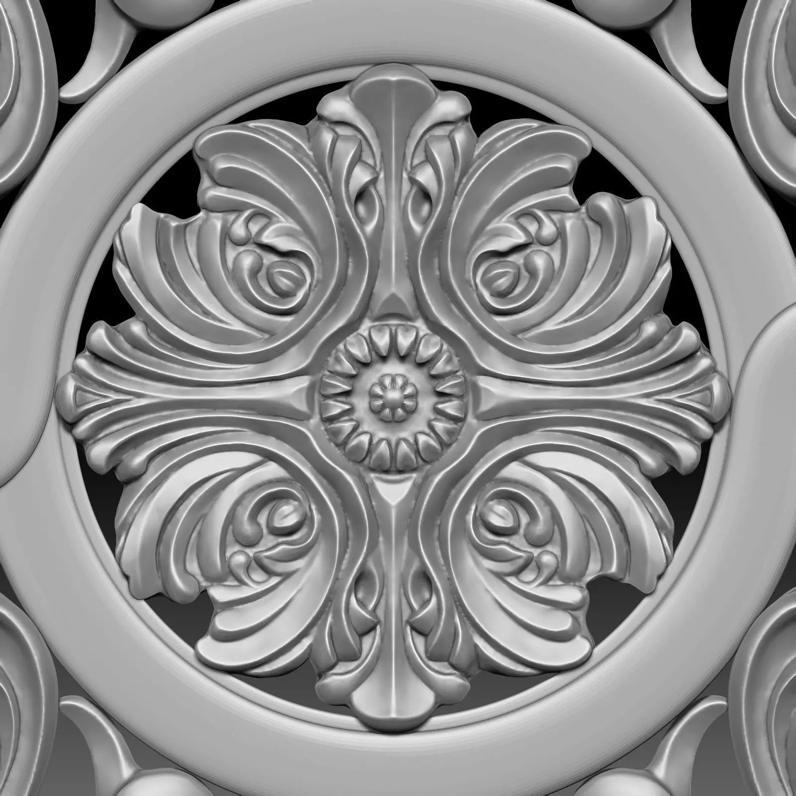 Carved Decorative Wooden Facade for CNC machine 3D print model_3