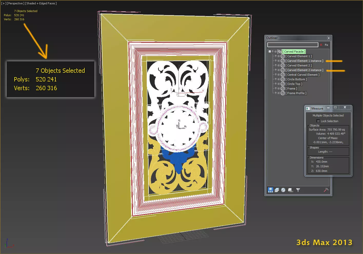 Carved Decorative Wooden Facade for CNC machine 3D print model_10