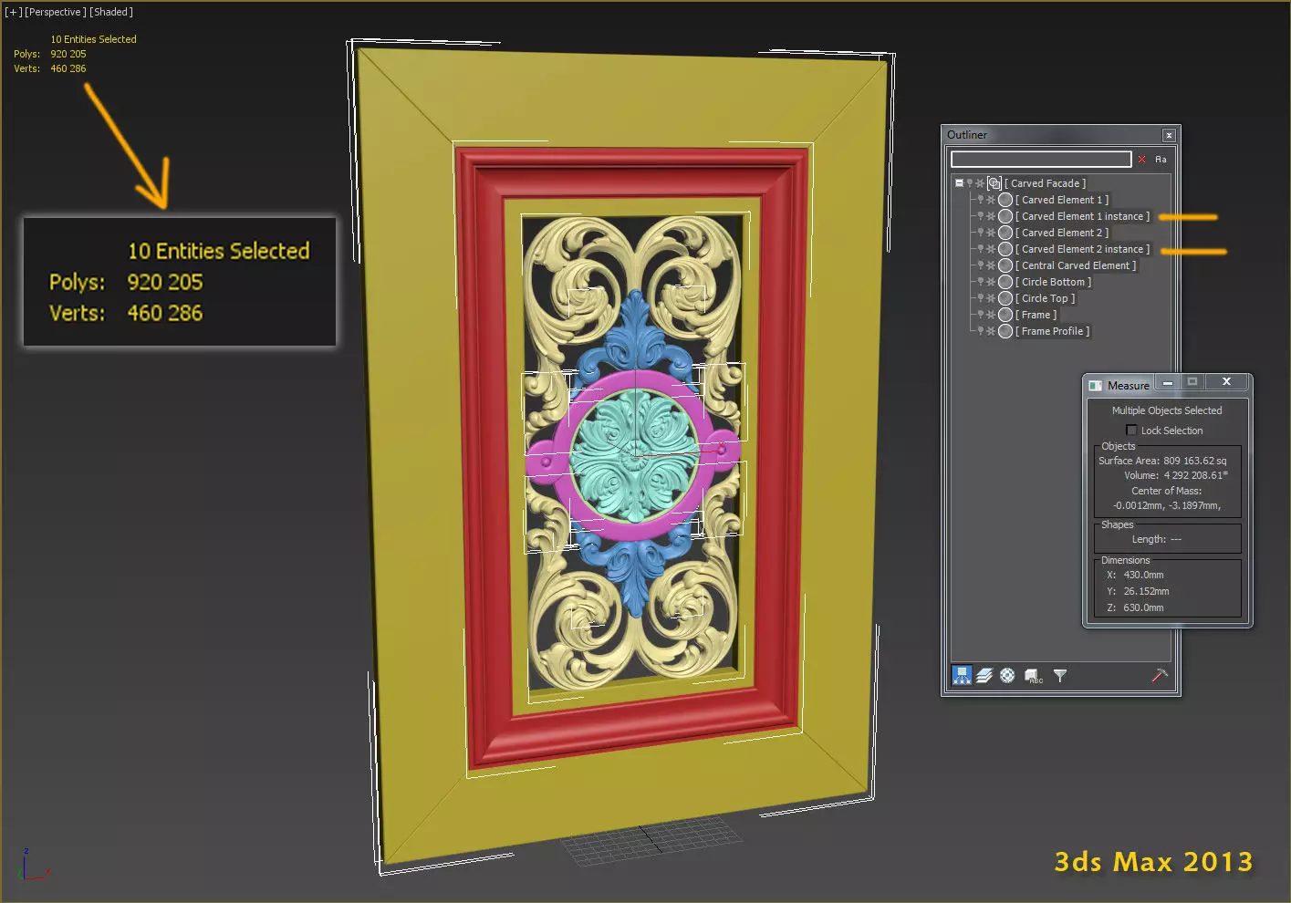 Carved Decorative Wooden Facade for CNC machine 3D print model_9