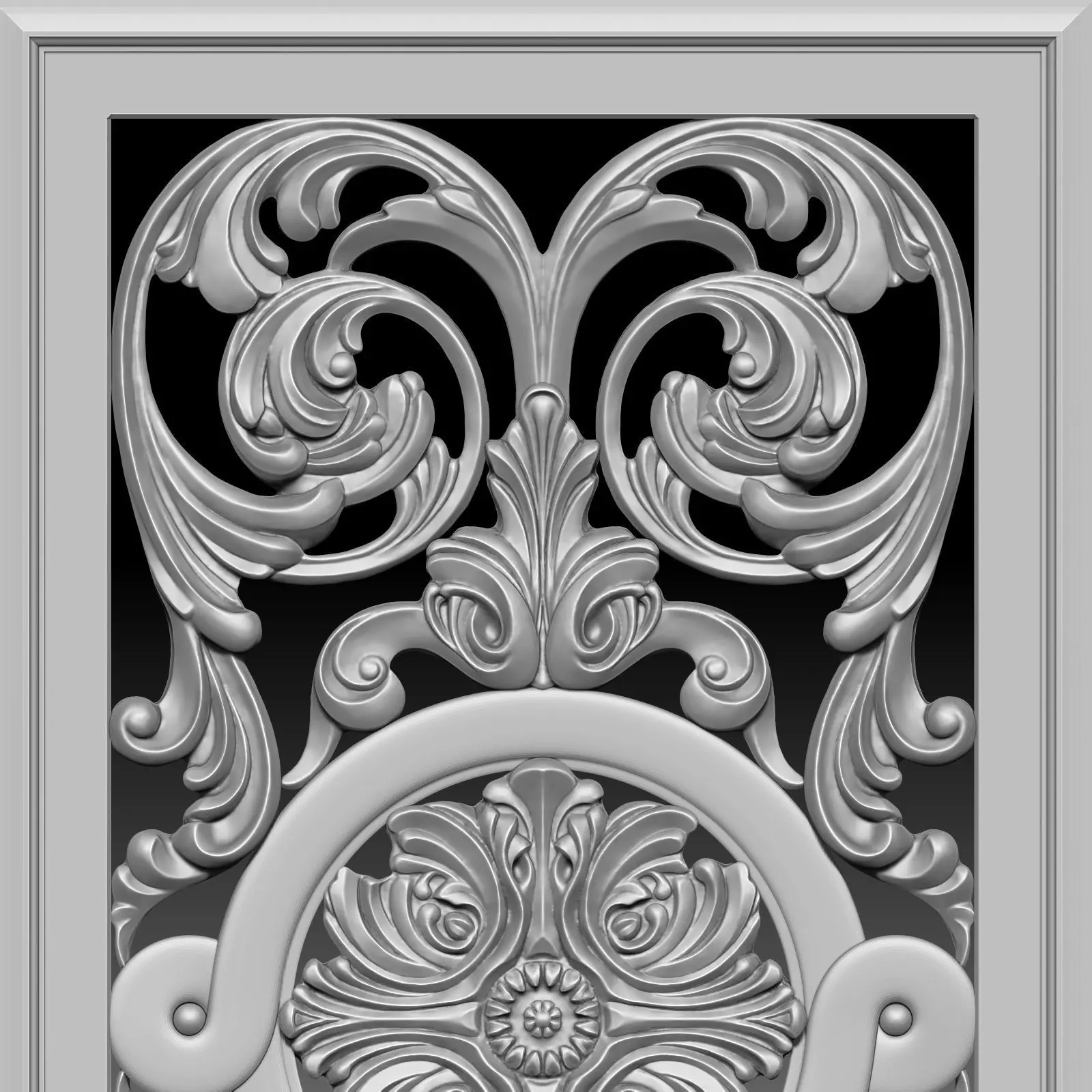 Decorative Carved Cabinet Facade with Ornamental Relief 3D print model
