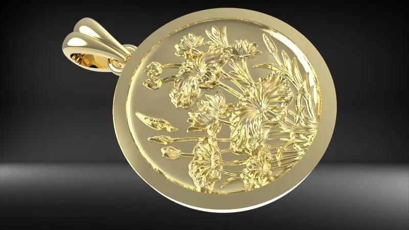 vintage Flower Garden Pendant Necklace Jewelry 3D print model_3