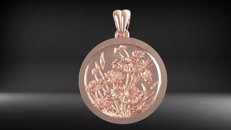 vintage Flower Garden Pendant Necklace Jewelry 3D print model_16
