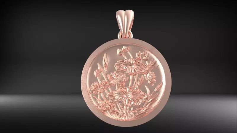 vintage Flower Garden Pendant Necklace Jewelry 3D print model_11