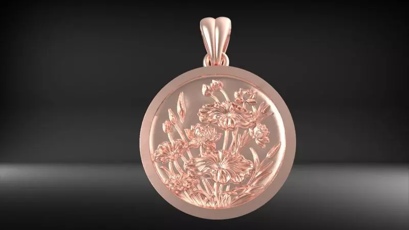 vintage Flower Garden Pendant Necklace Jewelry 3D print model_14