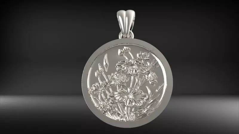 vintage Flower Garden Pendant Necklace Jewelry 3D print model_5