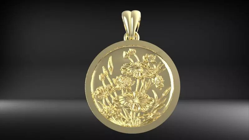vintage Flower Garden Pendant Necklace Jewelry 3D print model_7