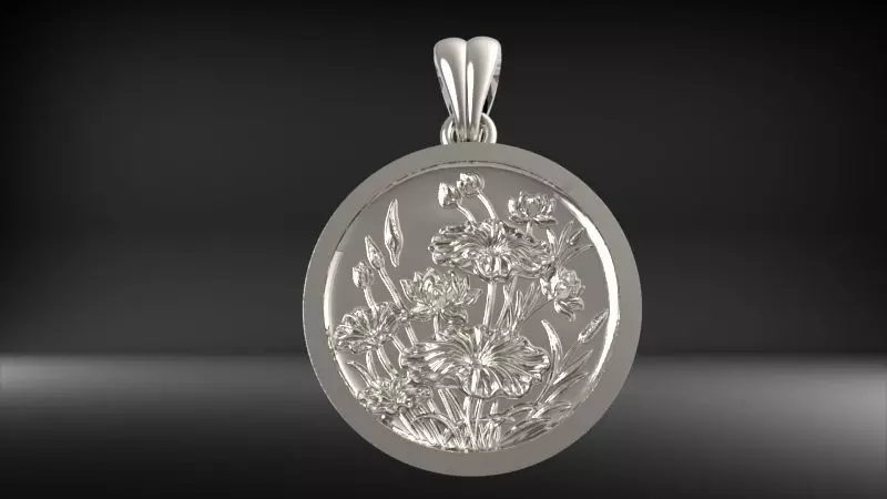 vintage Flower Garden Pendant Necklace Jewelry 3D print model_15