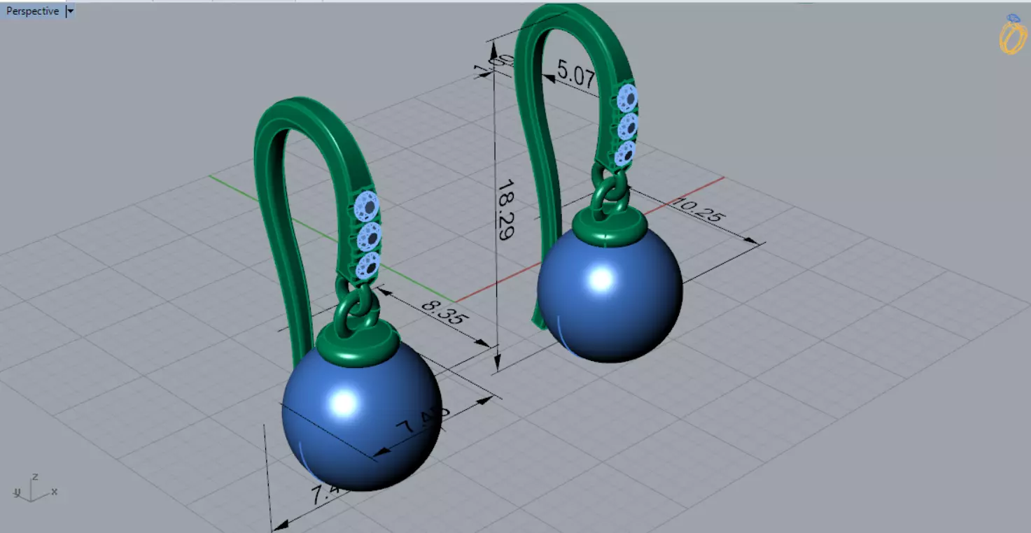 pearl earring pe0042 3D print model_10