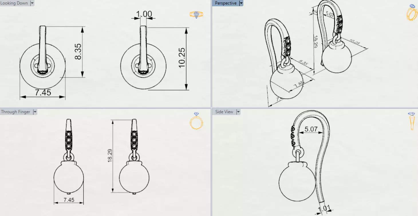 pearl earring pe0042 3D print model_21