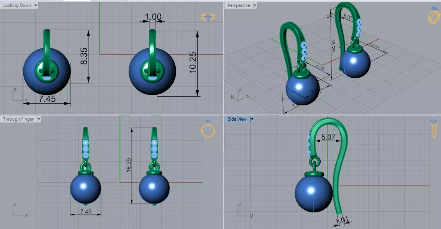 pearl earring pe0042 3D print model_7