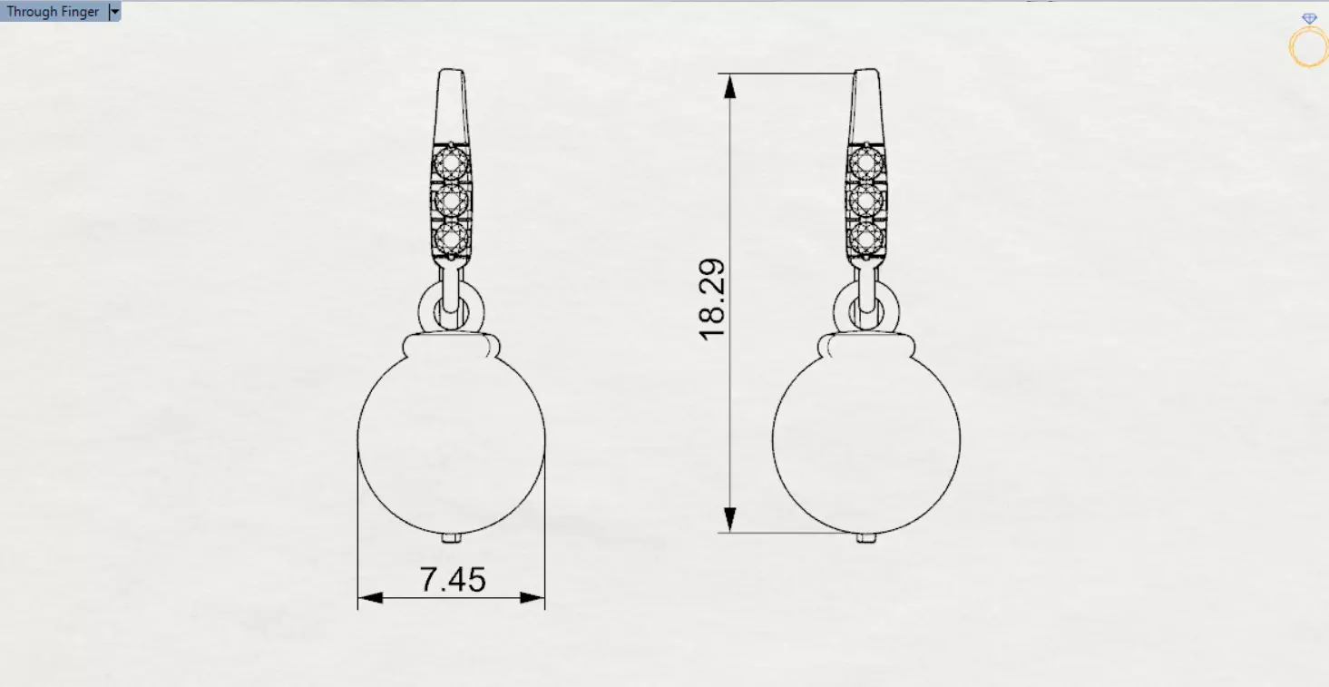 pearl earring pe0042 3D print model_24