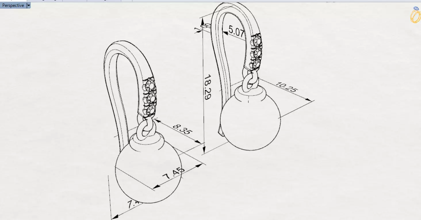 pearl earring pe0042 3D print model_22