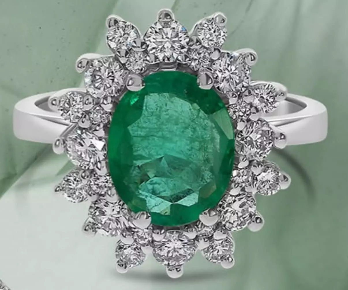 Golden Ring With Emerald 3D print model_2