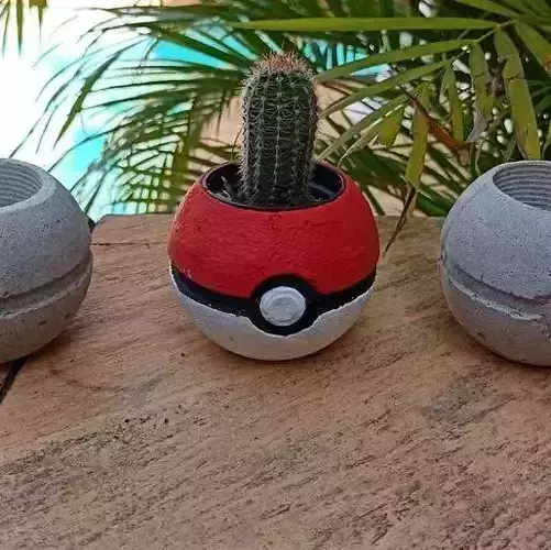 Pokeball Planter Mold 3D Printable STL for Casting