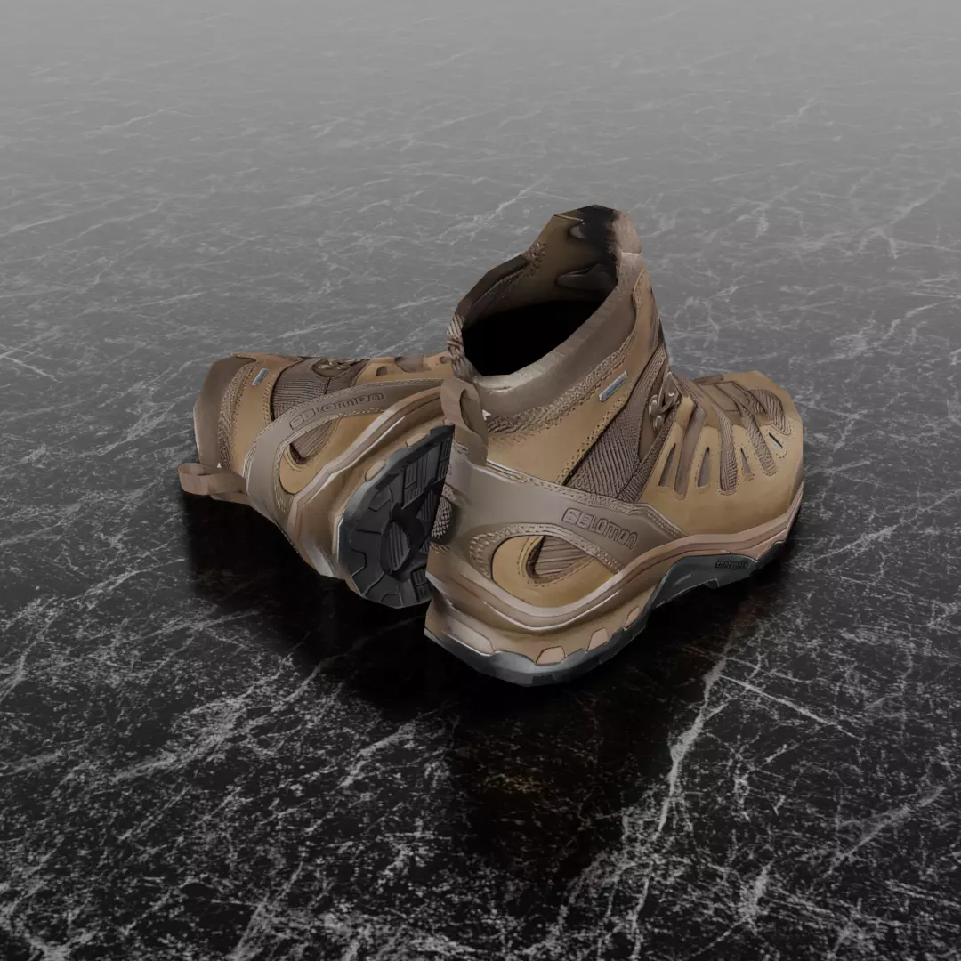 SALOMON QUEST 4D GTX 3D SHOES Low-poly 3D model_4