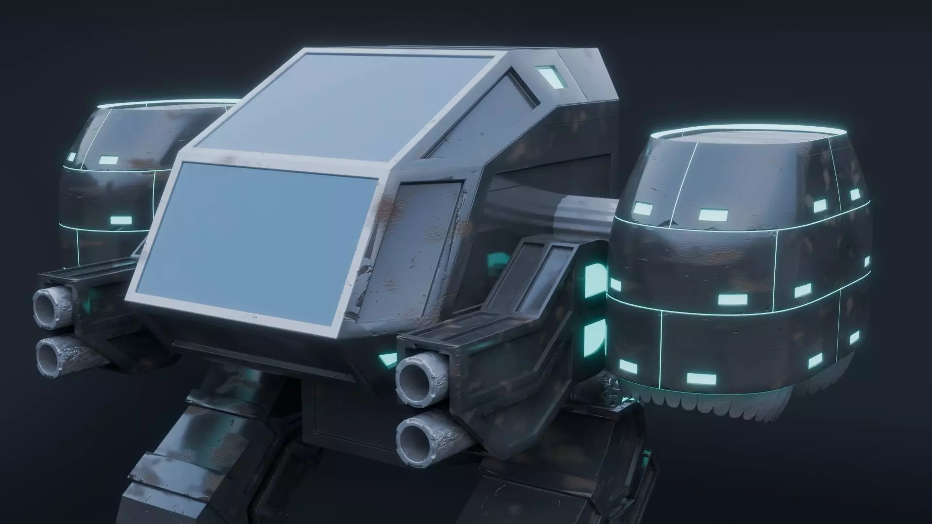 Game Ready Sci Fi Mech Robot Rigged PBR Low-poly 3D model_1