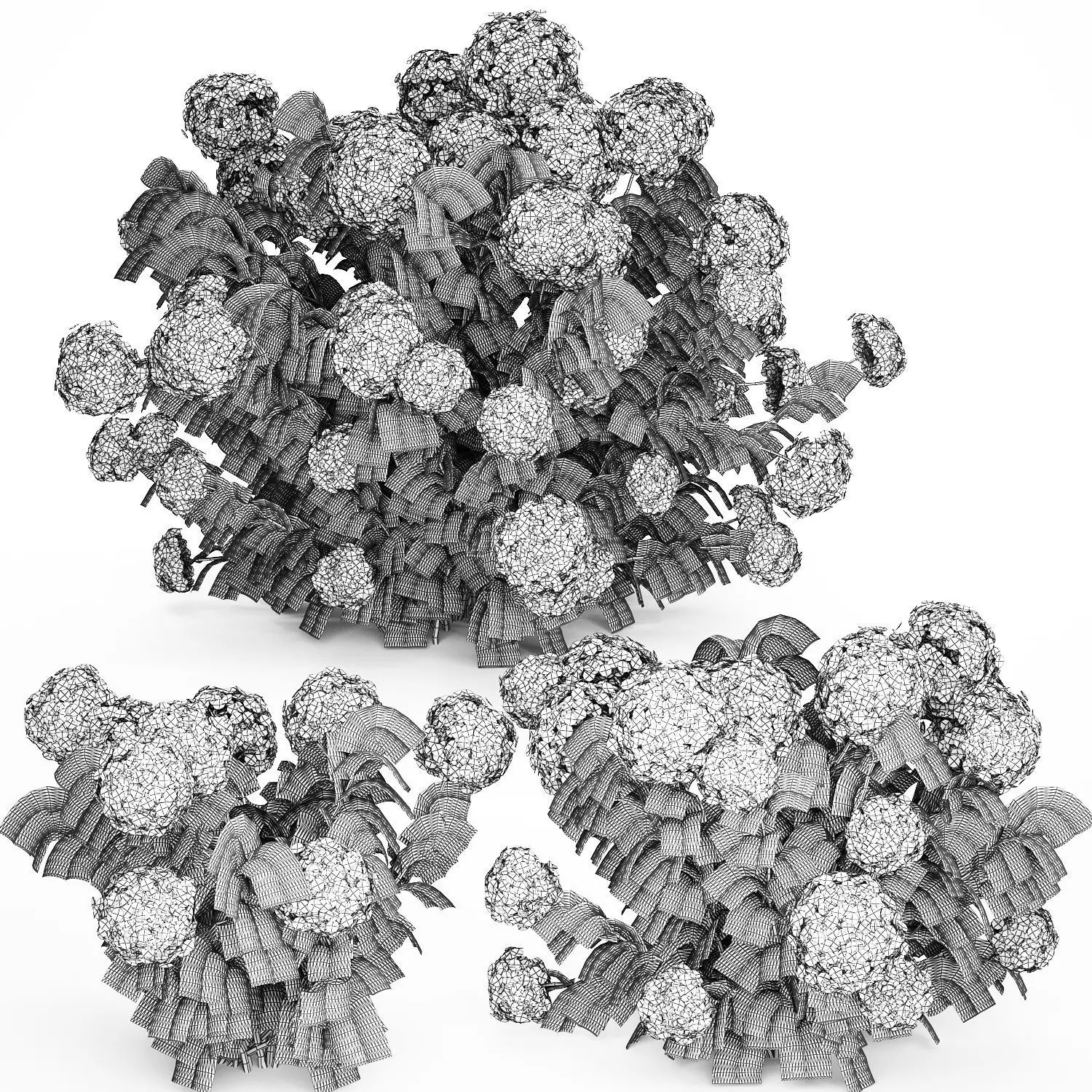 Bushes White Blue Hydrangea With Flowers Garden 1483 3D model_16