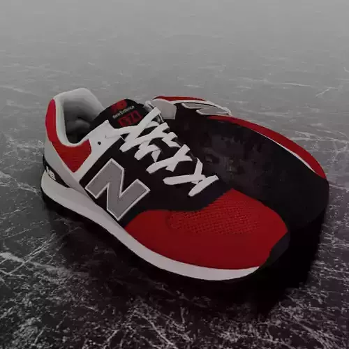 NEW BALANCE 574 RED WHITE BLUE 3D SHOES 3D model