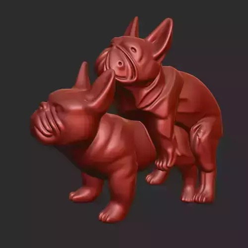 French Bulldog Couple Sculpture 3D print model
