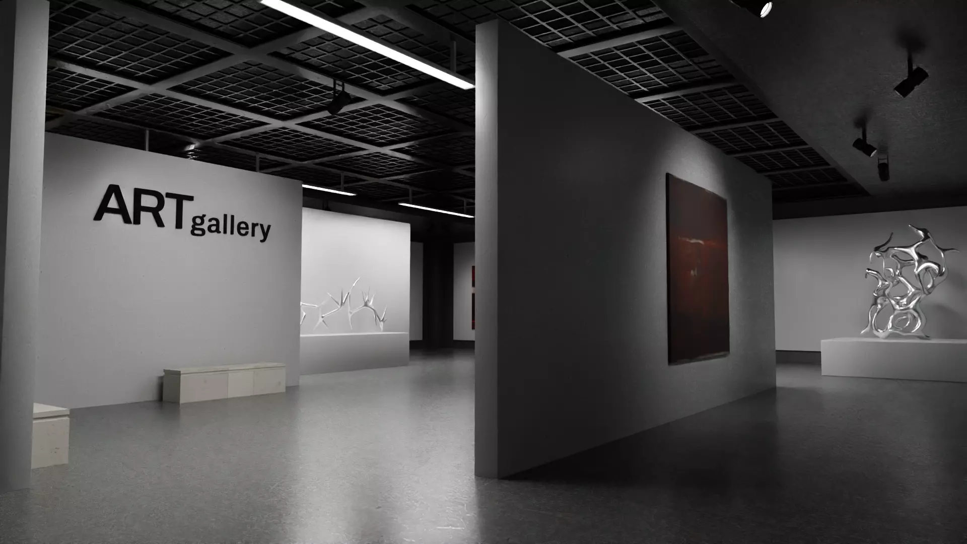 Art gallery Showroom 3D model_0